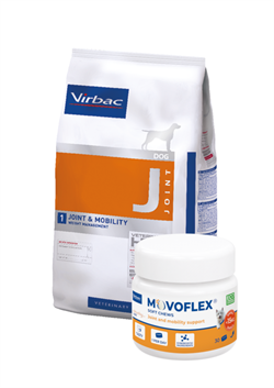 Virbac HPM J1 Joint & Mobility. Hundefoder mod ledproblemer (dyrlæge diætfoder) 3 kg + MOVOFLEX Small <15 kg. 30 stk.  